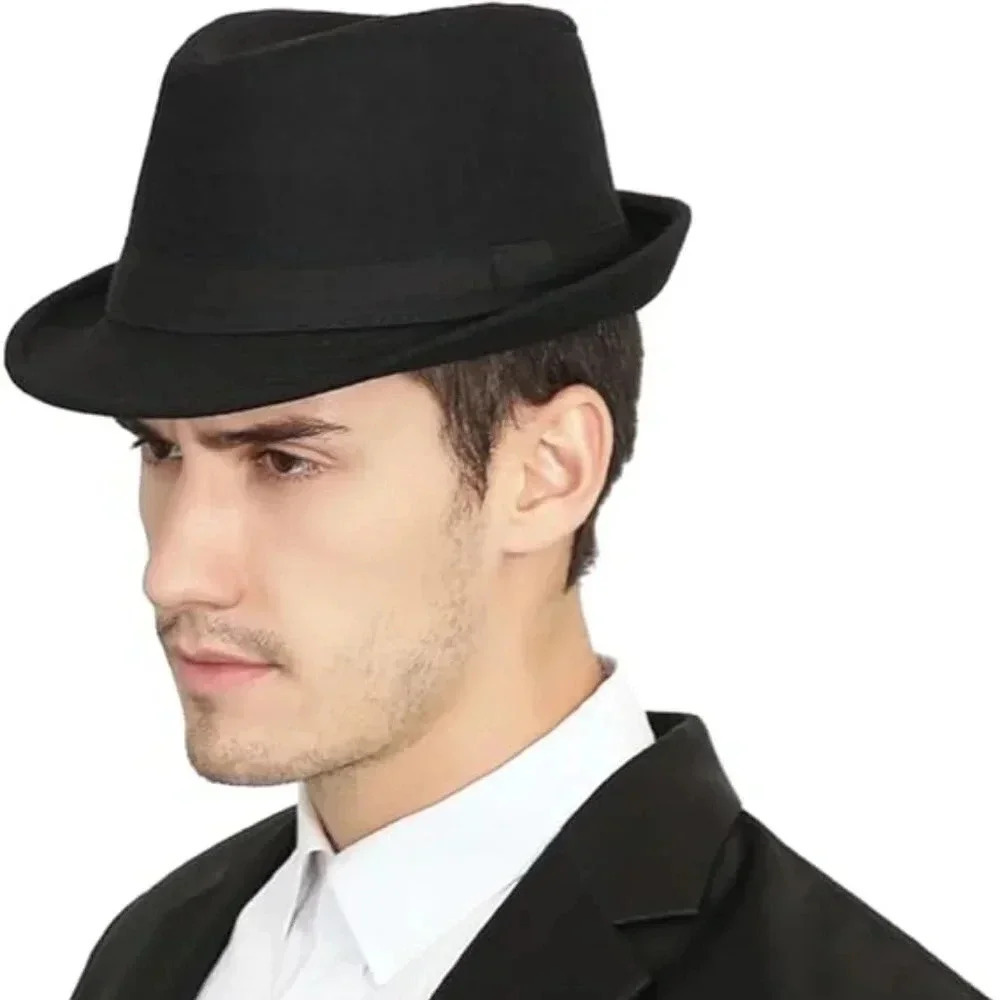 Fedoras Hat Men Panama Jazz Hat Short Brim Bowler Hat 20s Gatsby Hat